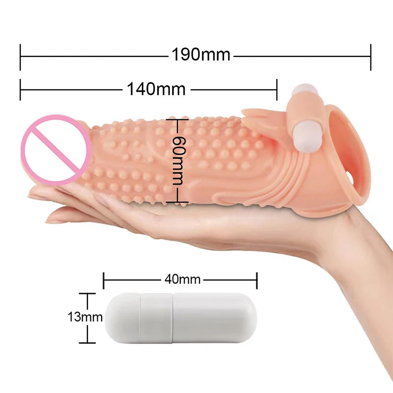 Penis Sleeve Extender Vibrator Dick Enlargement Delay Ejaculation - image 3
