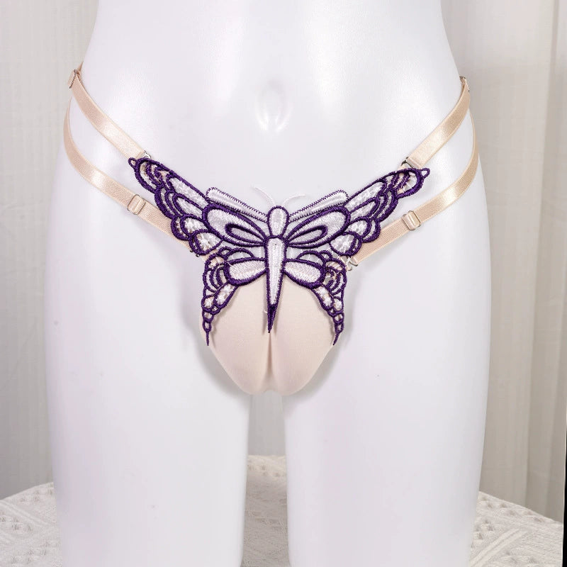 Crossdresser Gaff Men Sissy Camel Toe Panties Underwear - Purple-L - image 11