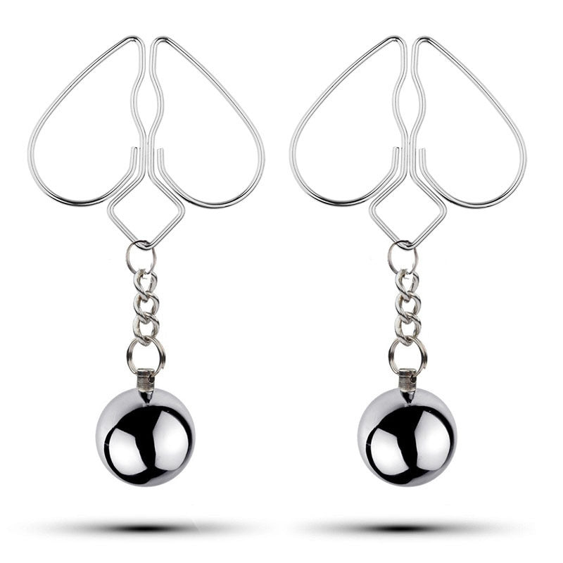 BDSM Reverse Heart Nipple Clamps Nipple Clips - Silver - image 0