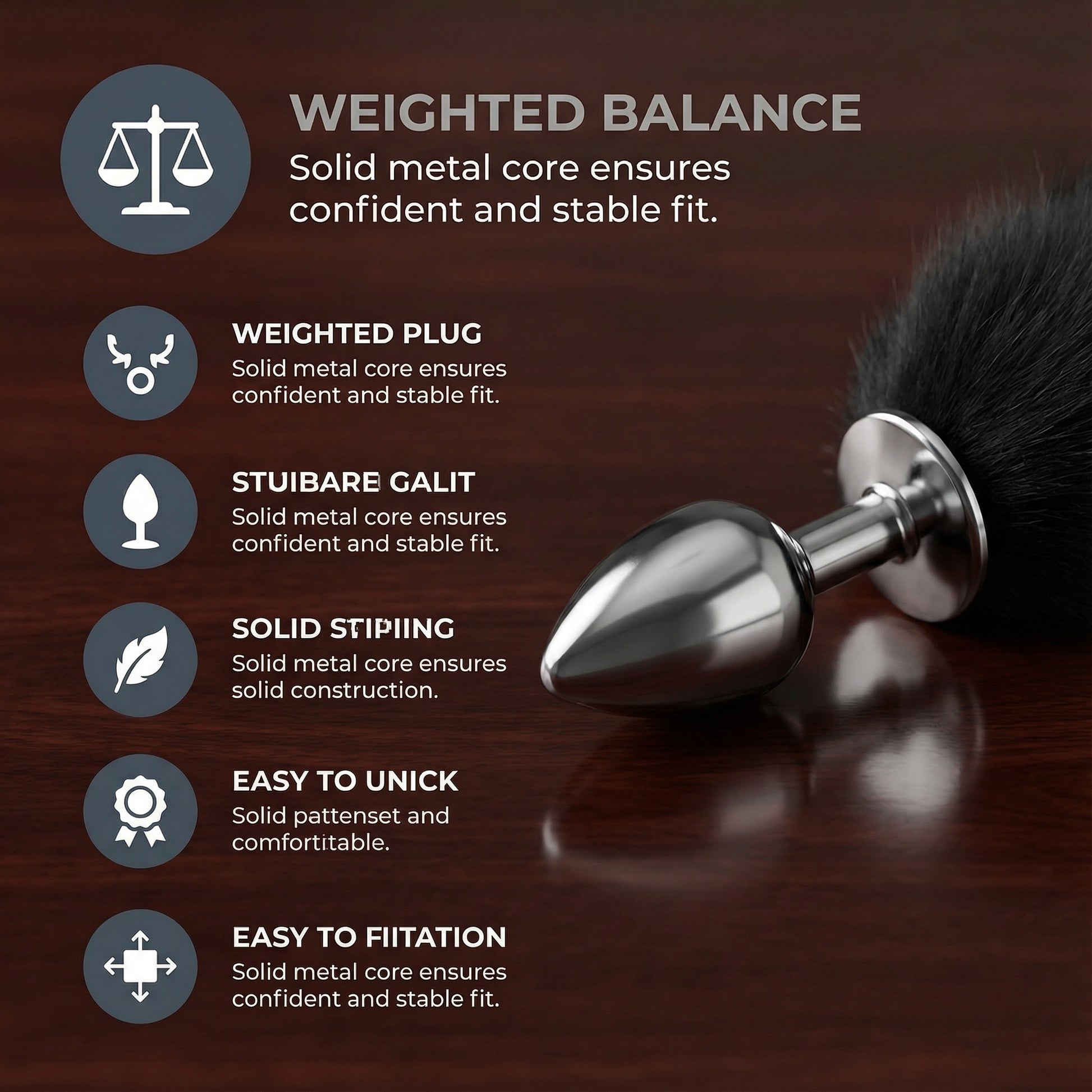 Black Fox Tail Butt Plug • 18.1 Inch Tail - image 1