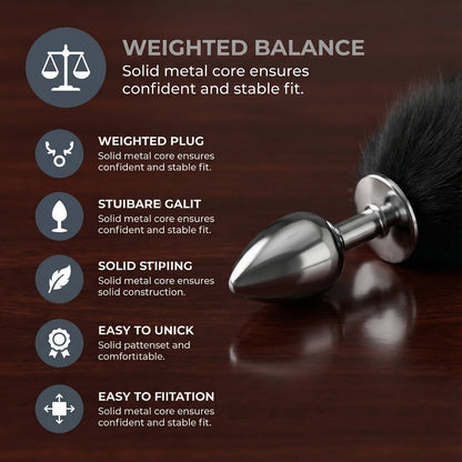 Black Fox Tail Butt Plug • 18.1 Inch Tail - image 1