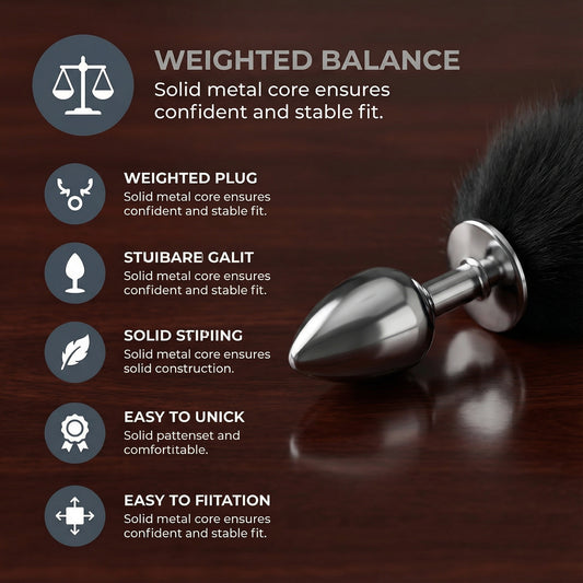 Black Fox Tail Butt Plug • 18.1 Inch Tail - image 1