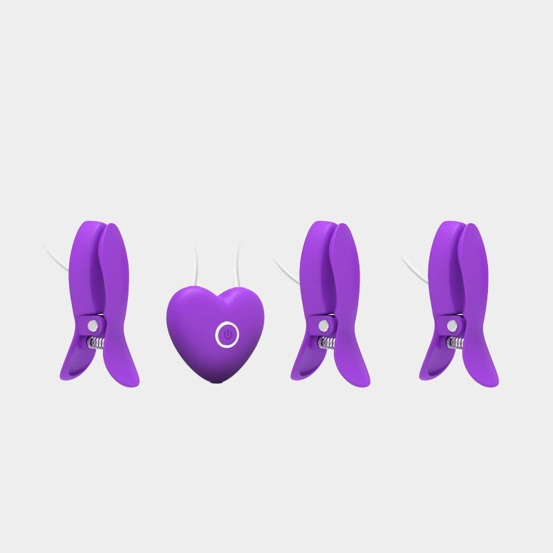 Whisper-Quiet Discreet Vibrating Nipple Clips - Purple - Three clips - image 10