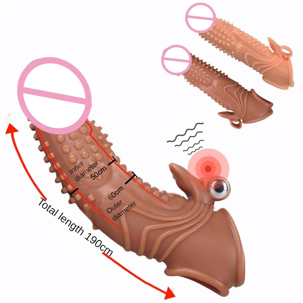Realistic Penis Sleeve Extender with Vibrator  - image 2