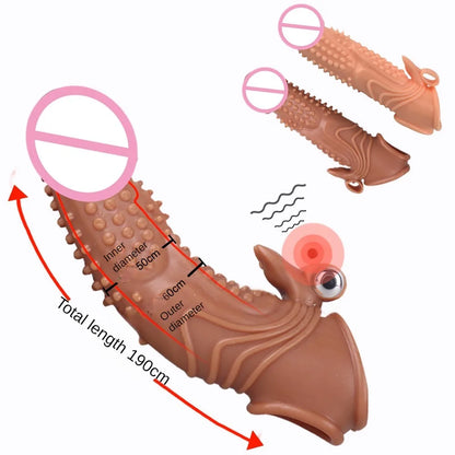 Realistic Penis Sleeve Extender with Vibrator  - image 2