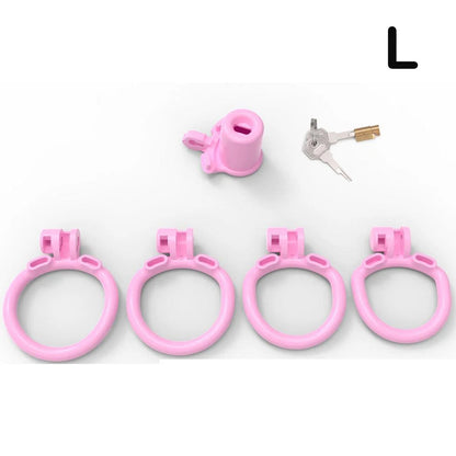 Narrow Chastity  With 4 Sizes Rings And Invisible Lock - Pink - L - image 9