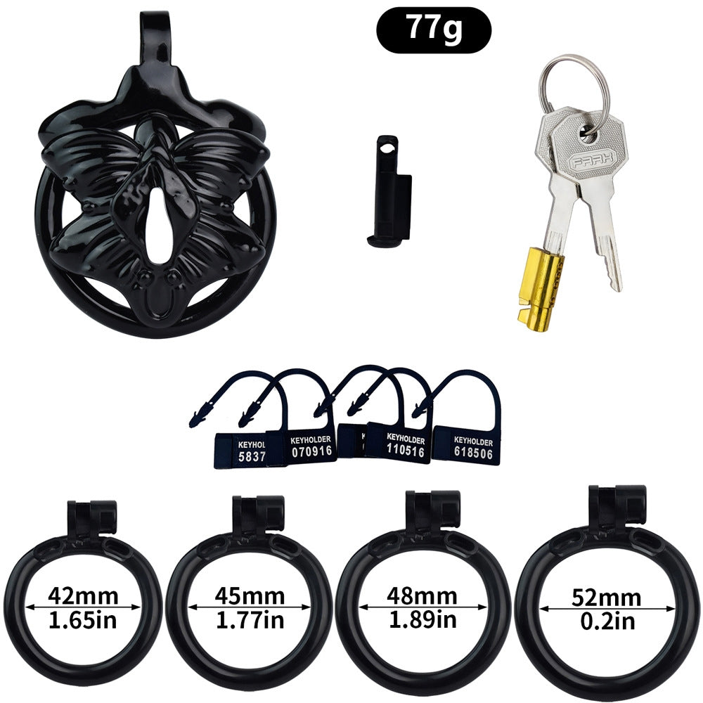Male Chastity Cage with 4 Rings – Lightweight Resin Locking Device with 2 Keys, Invisible Wear for Long-Term Use - A - Black - image 7