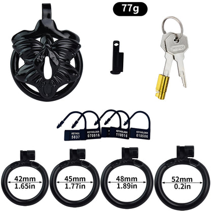 Male Chastity Cage with 4 Rings – Lightweight Resin Locking Device with 2 Keys, Invisible Wear for Long-Term Use - A - Black - image 7