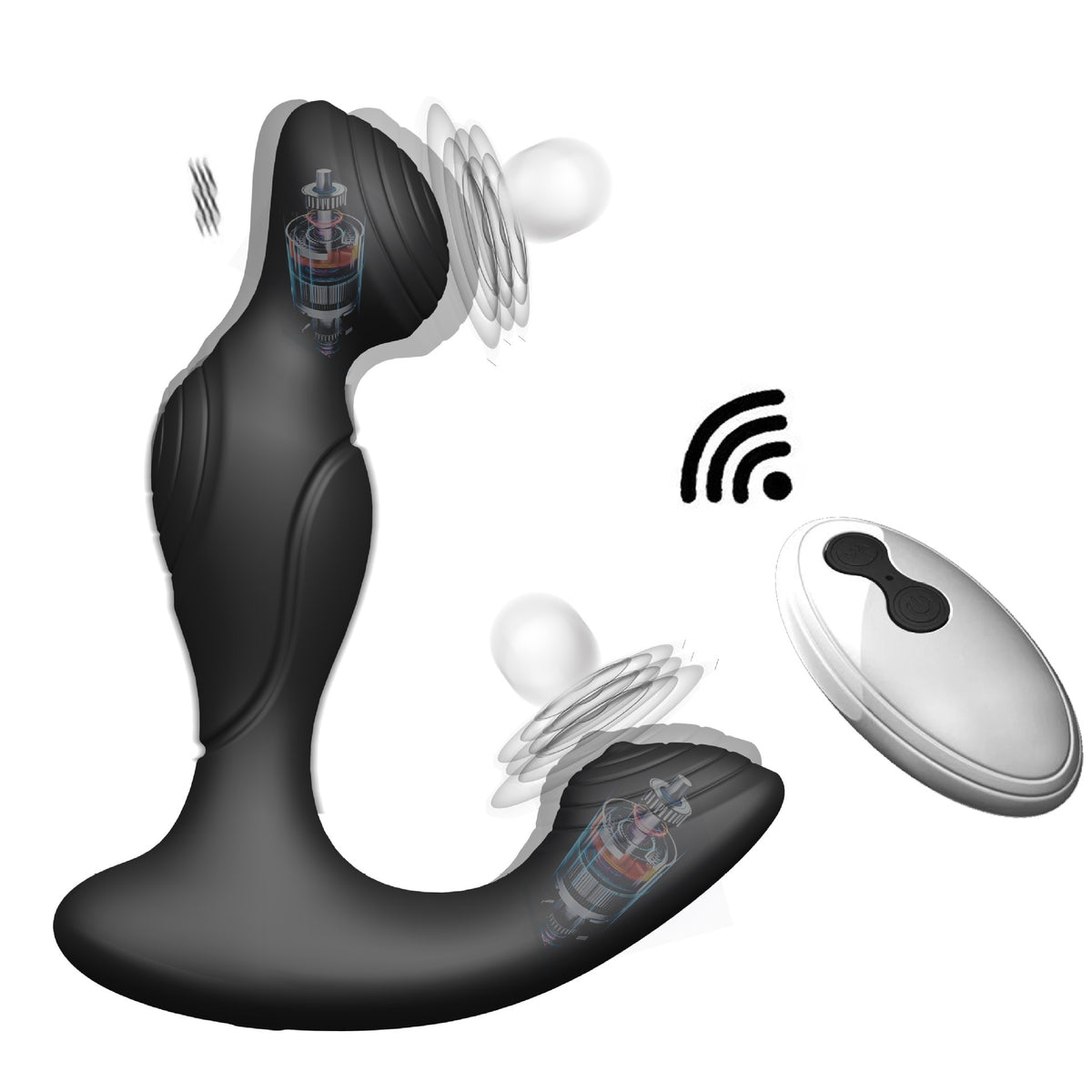 Dual-engine Prostate & Perineum Massager - Black - image 4
