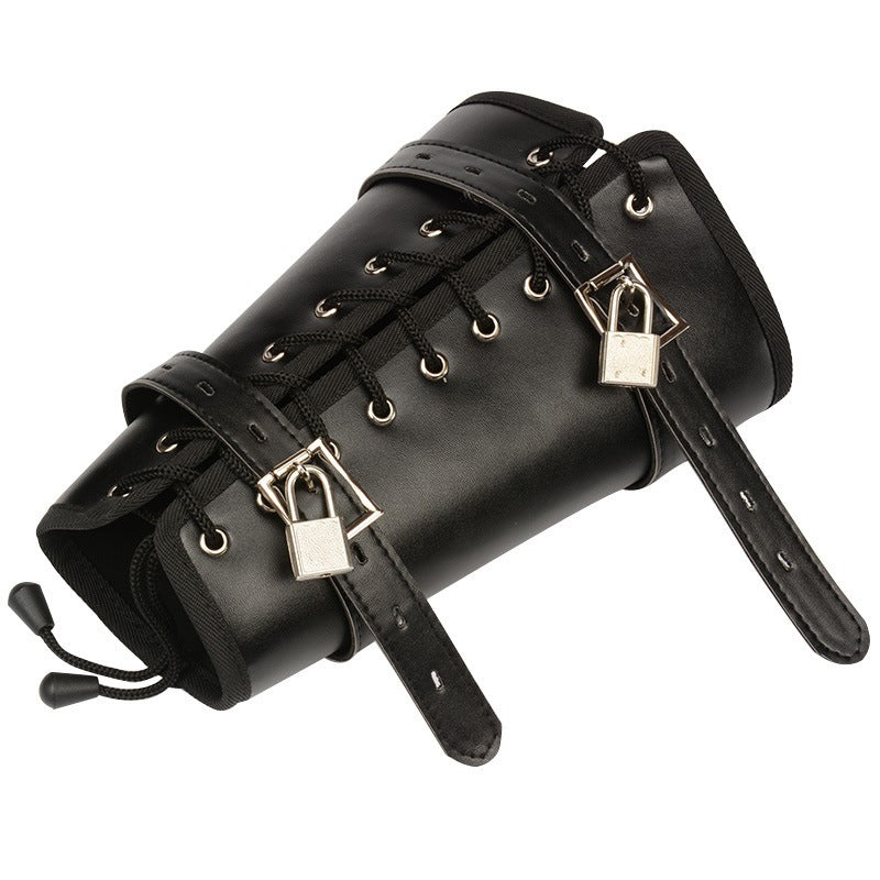 BDSM Leather Calf Ankle & Hand Arm Bondage Restraints Adjustable Straps - Black - image 2