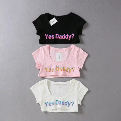 "Yes Daddy" Letter Print Fitness Crop Top - image 5