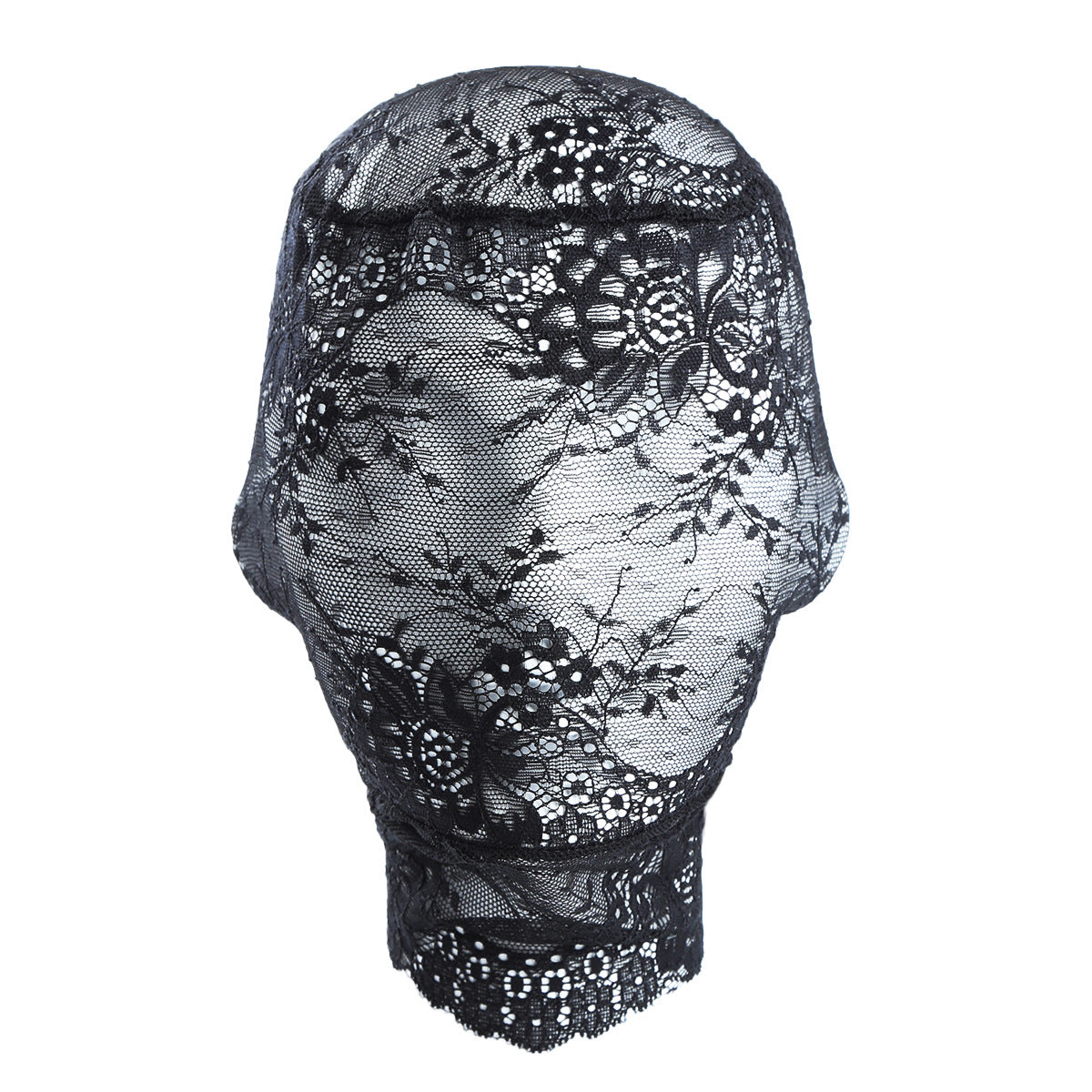 Lace Full Face Masquerade Mask Mesh Headwear - Black - image 0
