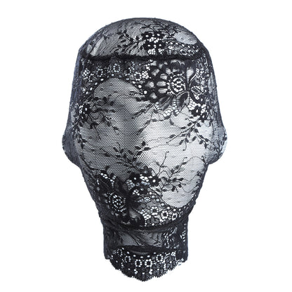 Lace Full Face Masquerade Mask Mesh Headwear - Black - image 0