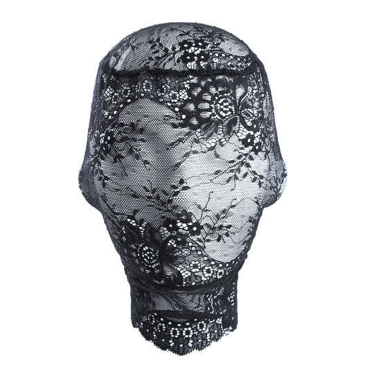 Lace Full Face Masquerade Mask Mesh Headwear - Black - image 0