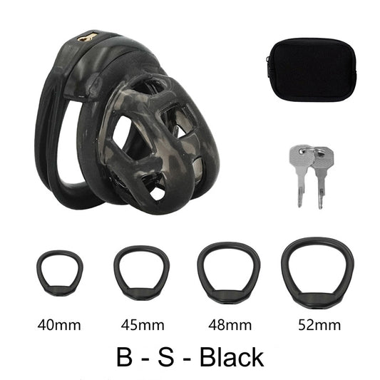 High Quallity TPE Chastity Cage - B - S - Black - image 4