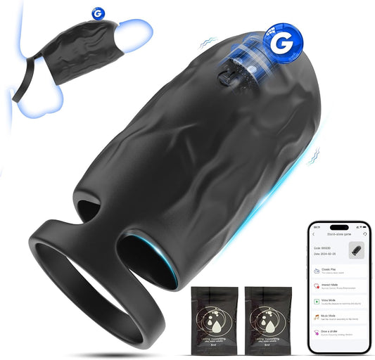 APP-Controlled Vibrating Cock Ring Penis Sleeve - Black - image 0