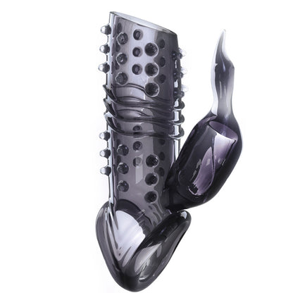 Double Pleasure Vibrating Penis Sleeve - Black A - image 0