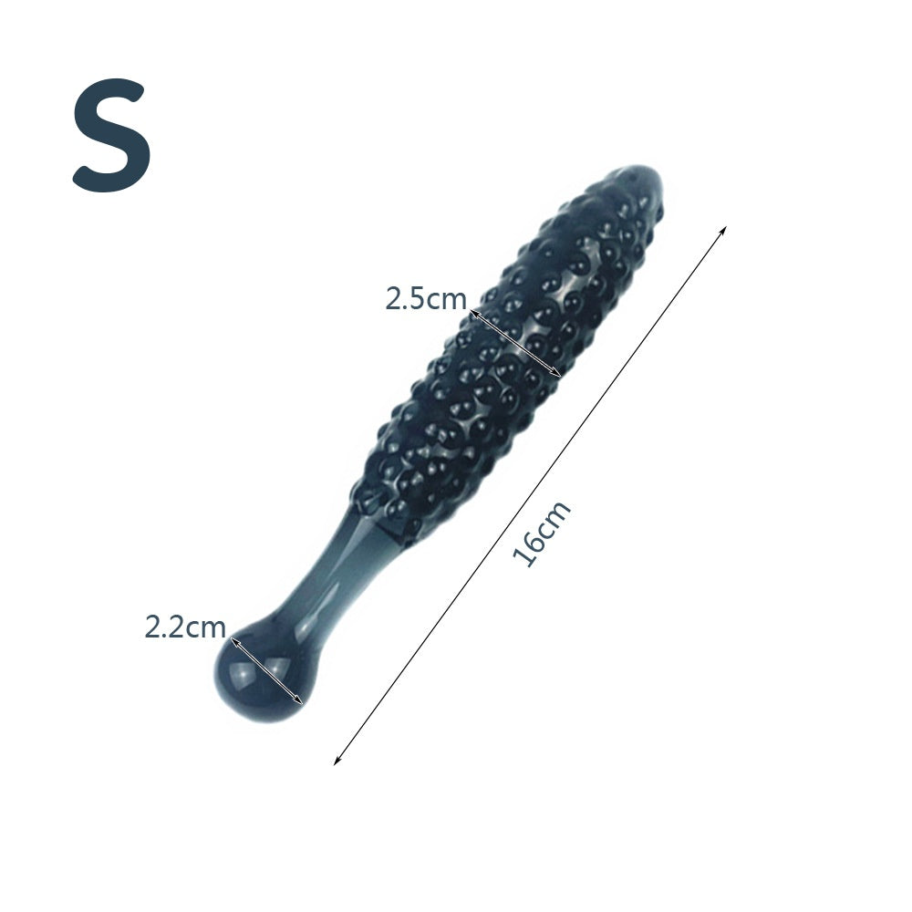 Shaped Glass Butt Plug - Black - S - image 2