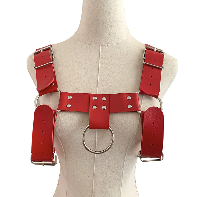 English Bull Dog Leather Chest Harness Sexy Men Lingerie - Red - image 5