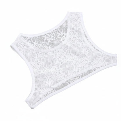 Men Tank Top Vest Lace Sleeveless Shirt Bra - White - XXL - image 8