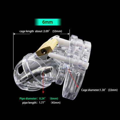  Transparent Chastity Cage with Catheter Tube - 6mm tube - image 2