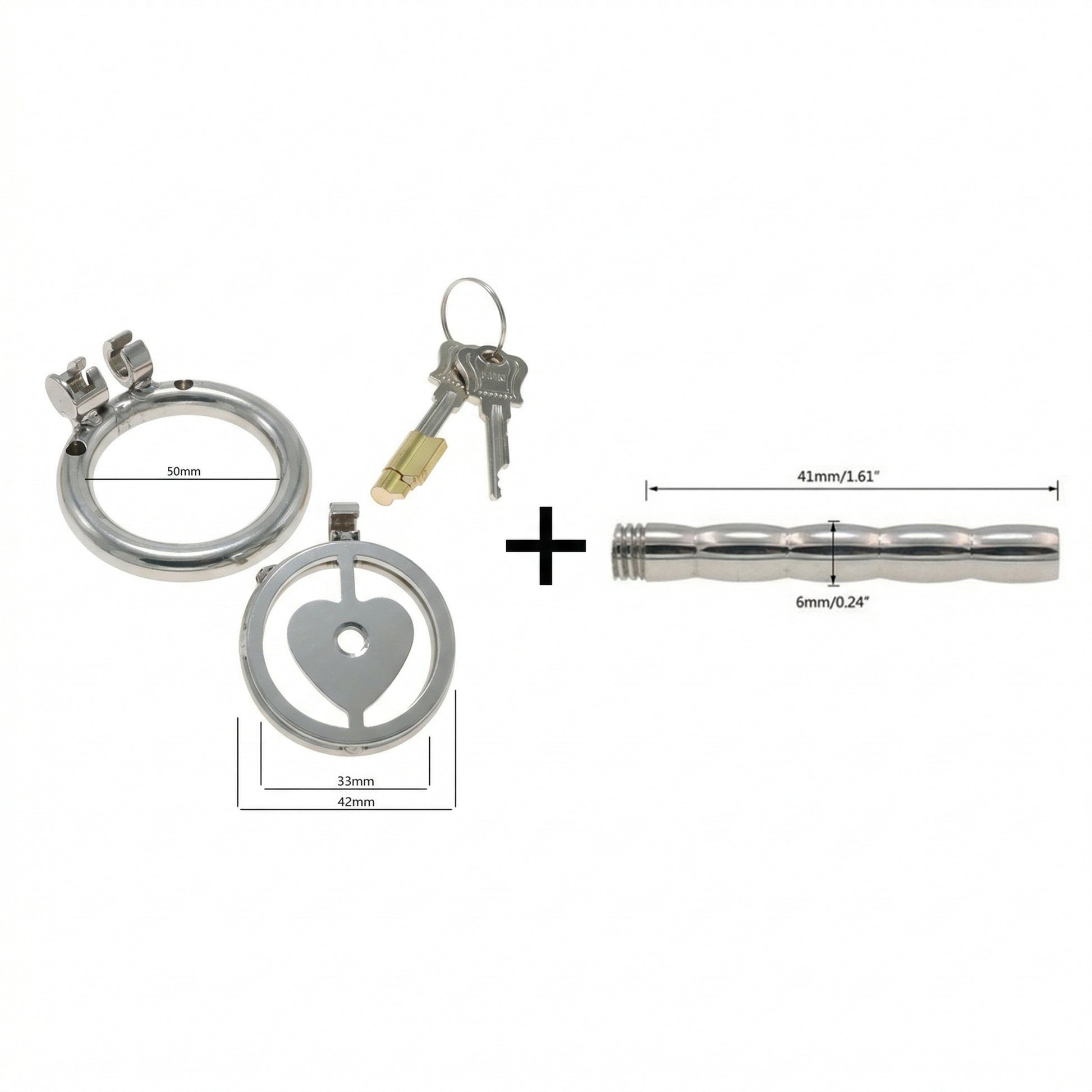 Lock Your Heart Chastity Cage - 50mm + Long Urethral Tube - image 5
