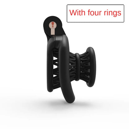 ABS Negative Chastity Cage for Men Lightweight with 4 Rings  - Black - A - image 5