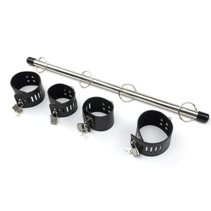SM Stainless Steel Spreader Bar with Handcuffs Shackles - Black - image 0