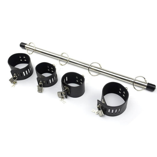 SM Stainless Steel Spreader Bar with Handcuffs Shackles - Black - image 0
