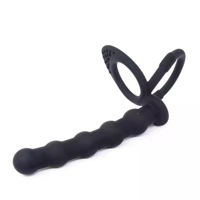 Butt Plug with 2 Cock Rings  - Black - image 0