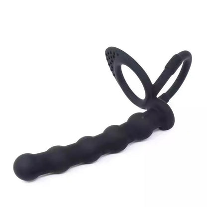 Butt Plug with 2 Cock Rings  - Black - image 0