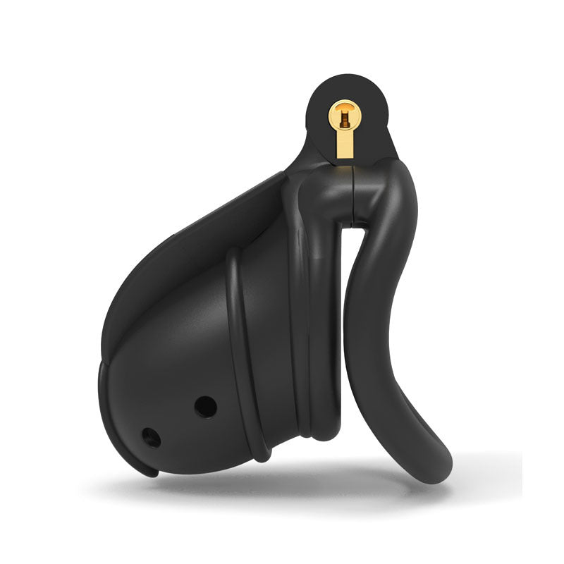 3D Stegosaurus Series Chastity Cage Breathable Chastity Device - Black - Curved Ring - image 1