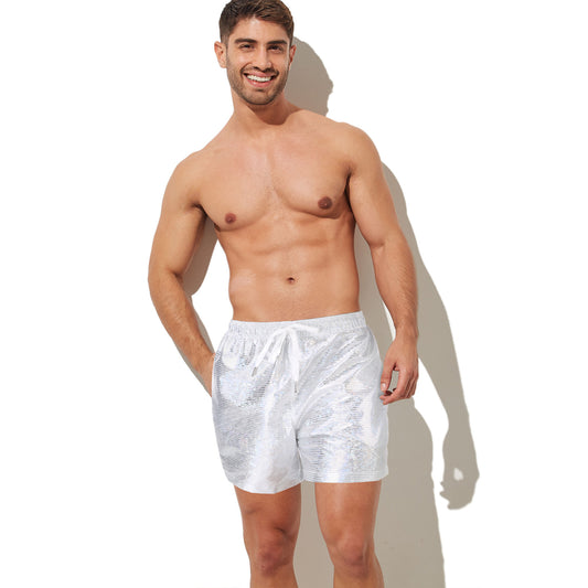 Men Shorts Wet Look Beach Pants - image 1