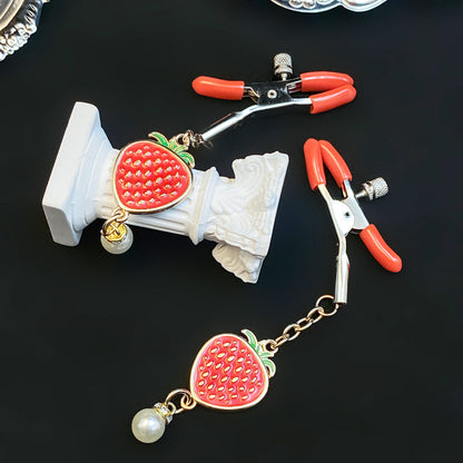 Cute Strawberry Nipple Clamps With Adjustable Dual Clip Design - image 0