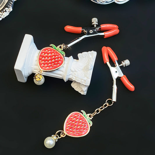 Cute Strawberry Nipple Clamps With Adjustable Dual Clip Design - image 0