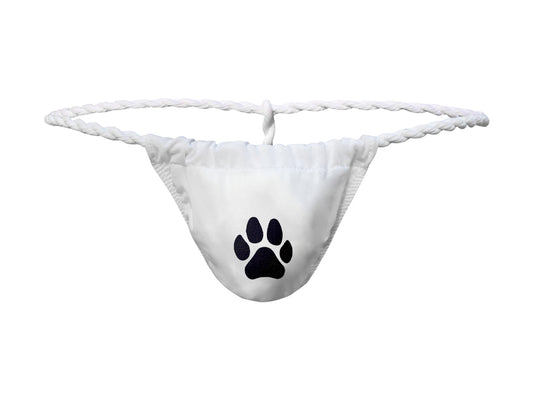 Men's Bear Paw Print Thong - White - XXL - image 1