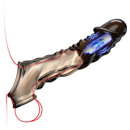 Reusable Vibrator Penis Sleeve With Cock Ring - 3.6 Inch - image 1
