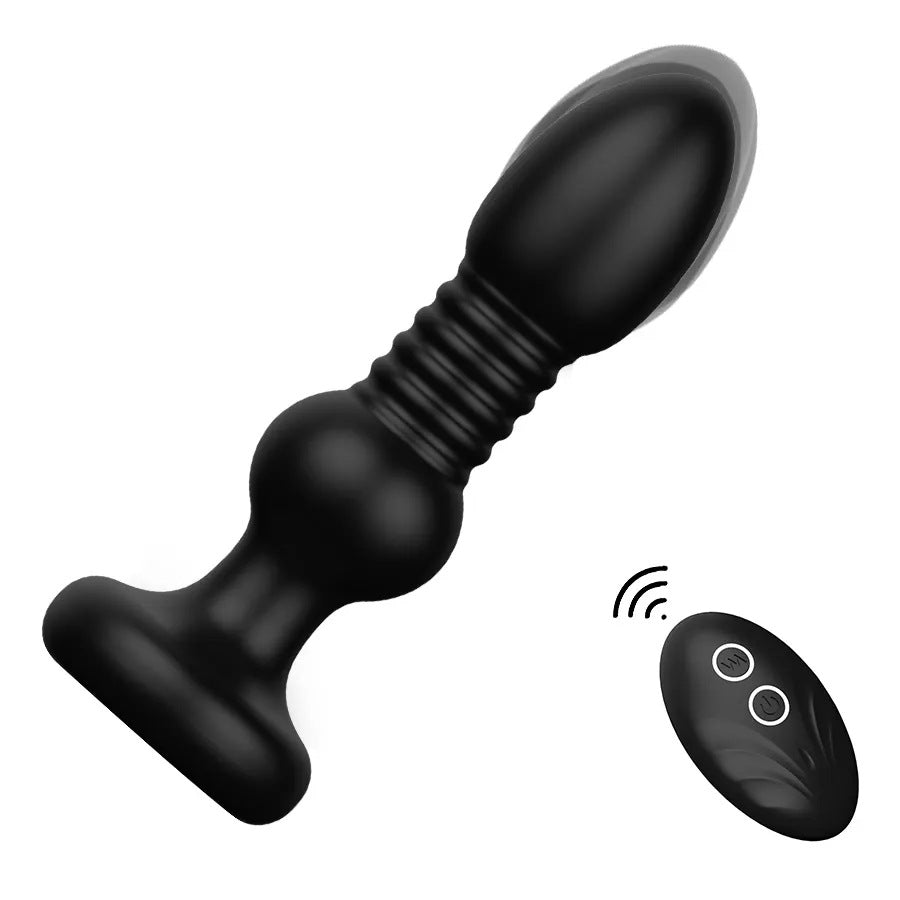 Vibrating Thrusting Silicone Butt Plug - Dual Section Standard Version - Remote Control - image 7