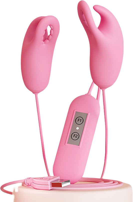 Ten-Speed Vibrating Puppy Nipple Clips - Pink - image 0