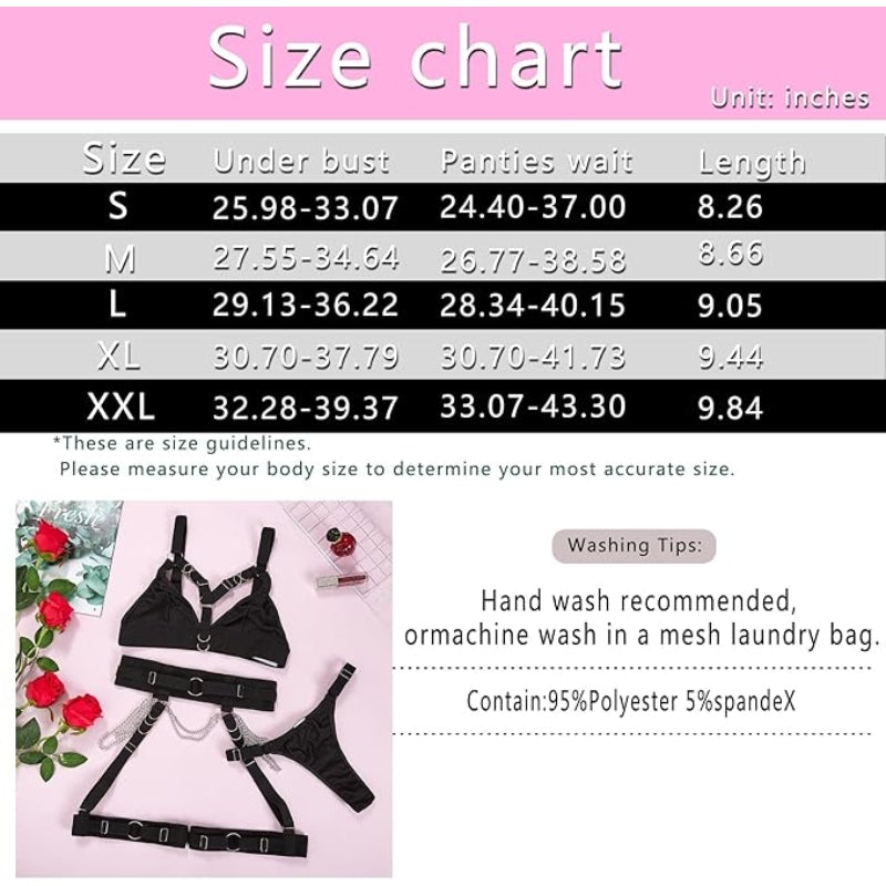 Women Sexy Locomotive Metal Chain Underwear Set - image 10