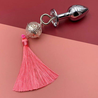 Metal Bell Anal Plug Erotic - Pink & Silver - image 11