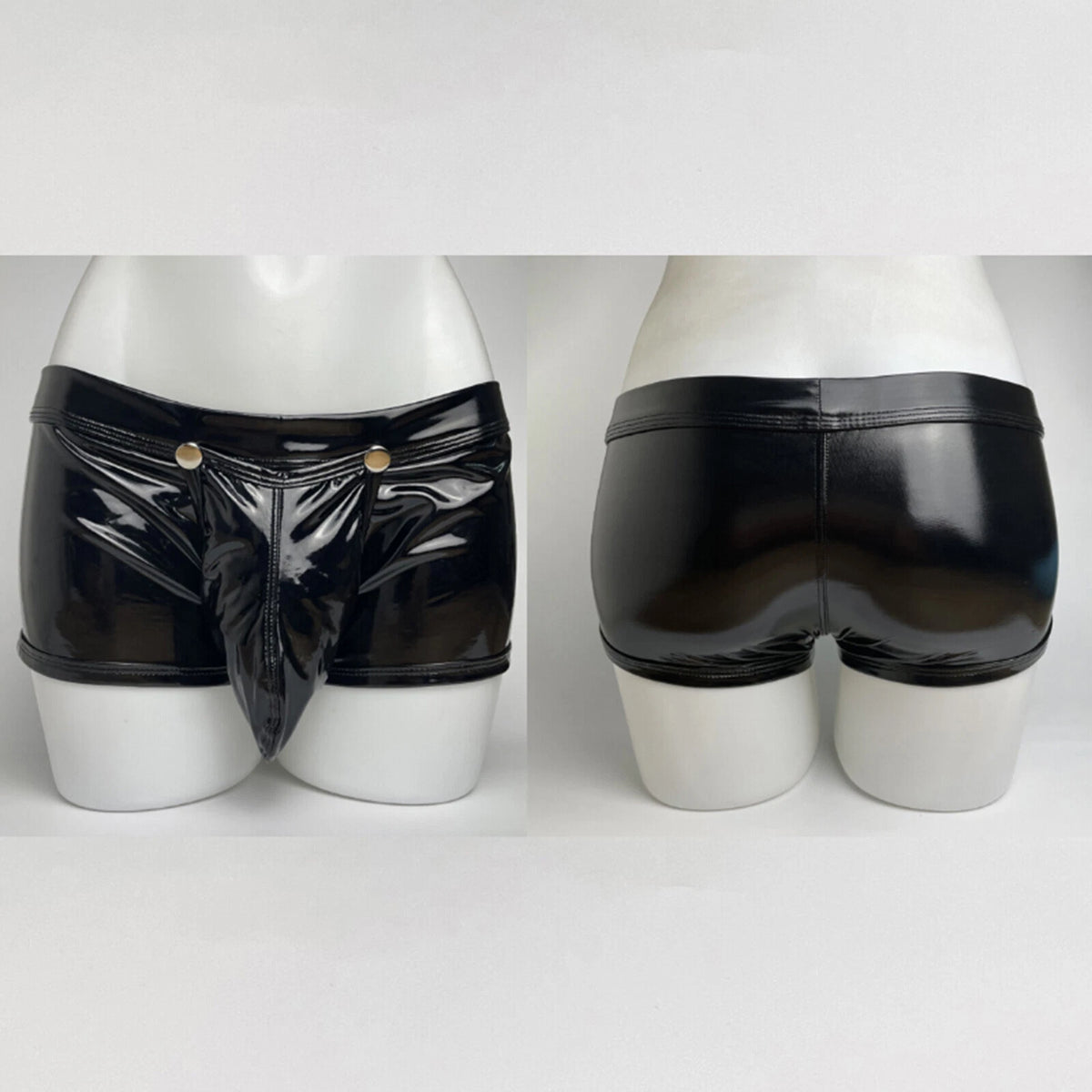 Men's Faux Leather Open-Crotch Boxer Panties - image 3