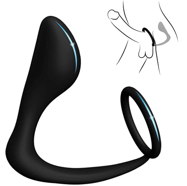 Silicone Butt Plug & Cock Ring Sex Life Enhancer - Black - image 0