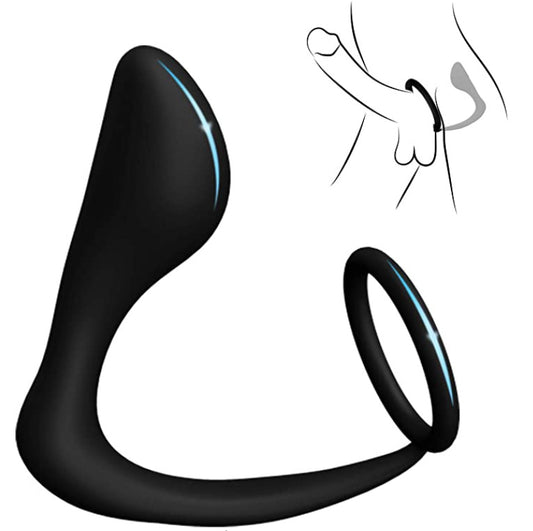 Silicone Butt Plug & Cock Ring Sex Life Enhancer - Black - image 0