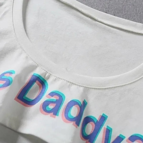 "Yes Daddy" Letter Print Fitness Crop Top - image 0
