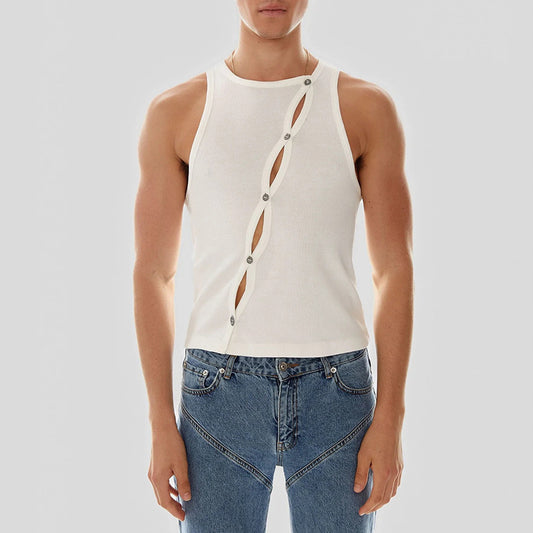 Versatile White Loose-fit Casual Tank Top - White - XXXL - image 1