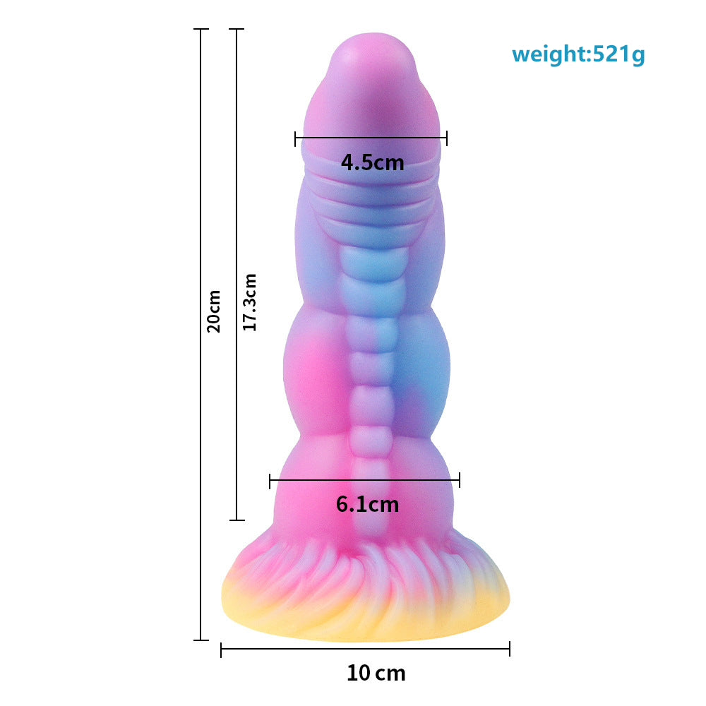 8.18'' Fantasy Monster Dildo with Multi-Texture Design & Glow-in-the-Dark Effect - Multicolor - image 3