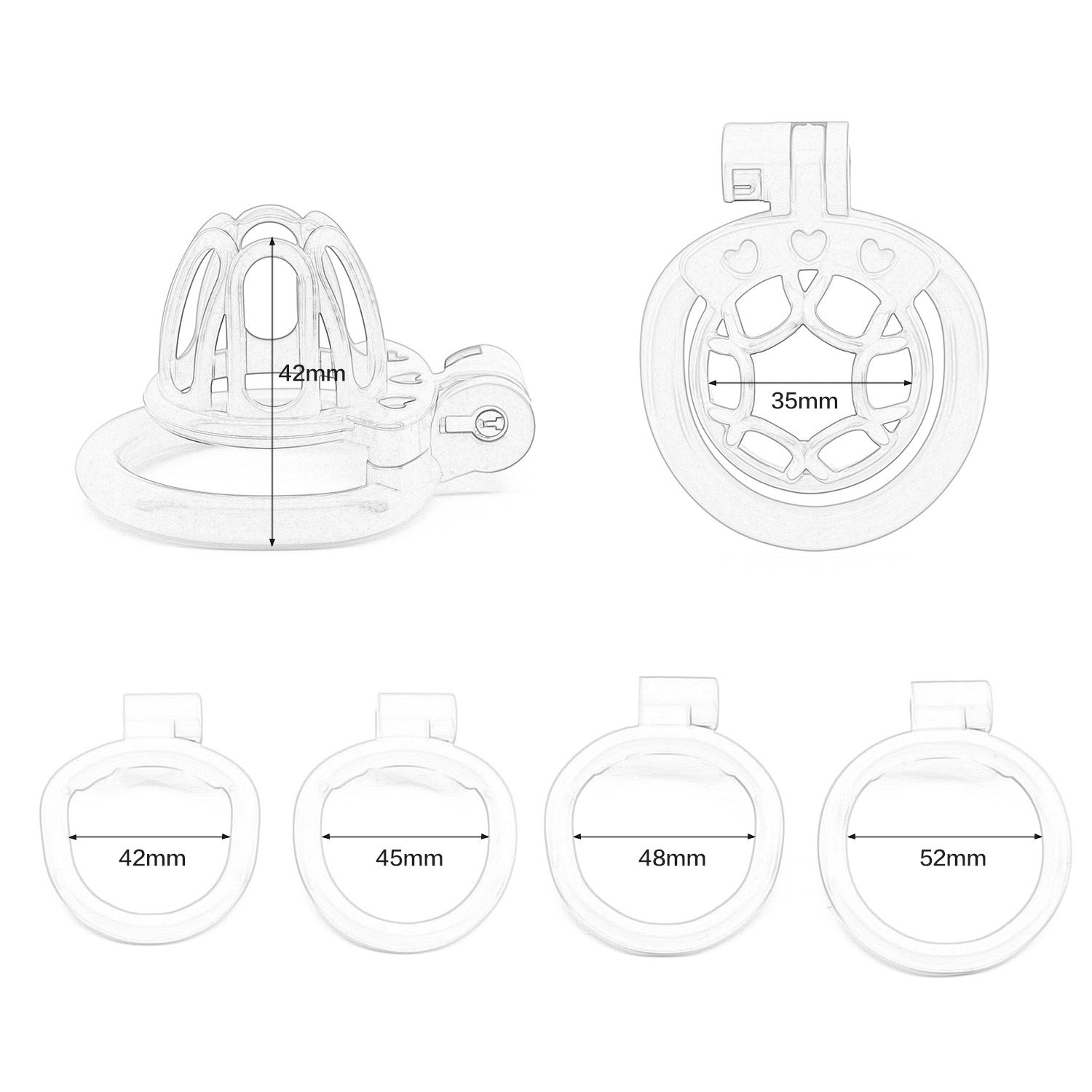 Open End Hollow Chastity Cage with 4 Rings - image 1