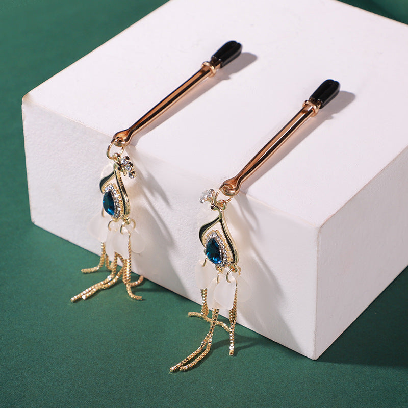 BDSM Sapphire Nipple Clamps Nipple Clips - Gold & Blue - image 0