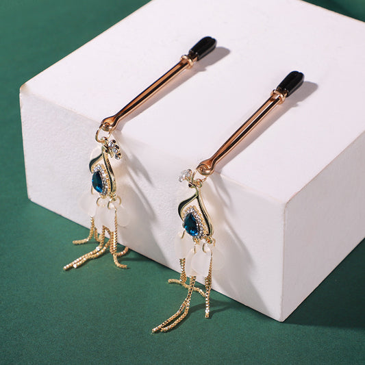 BDSM Sapphire Nipple Clamps Nipple Clips - Gold & Blue - image 0